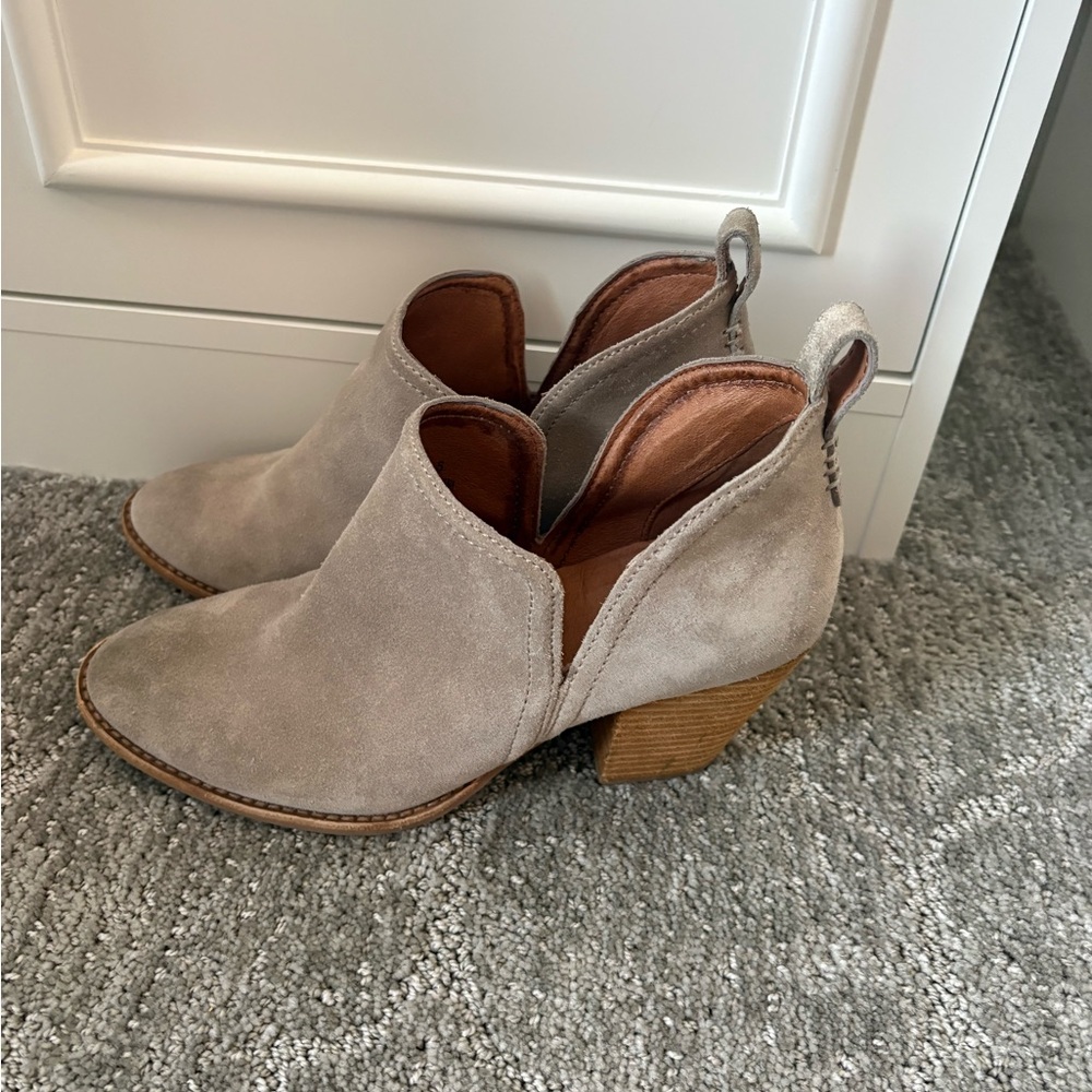 Jeffrey Campbell Taupe Suede Cutout Ankle Booties